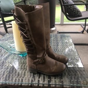 Lace up knee high boots